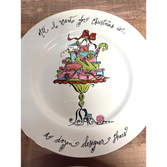 Set Of 4 Rosanna All I Want For Christmas Porcelain Salad Plates - Picture 2 of 7